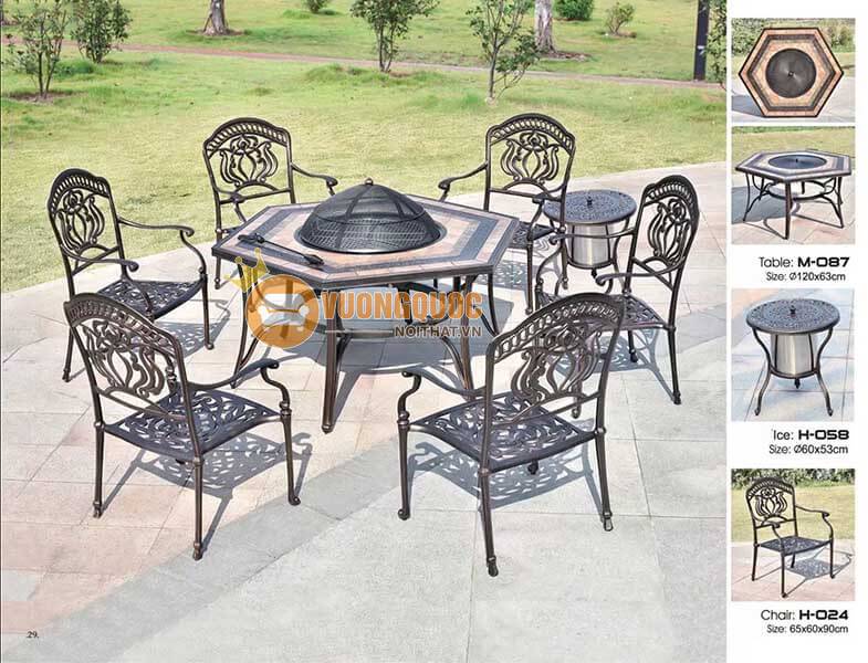 Bộ bàn nướng BBQ ngoài trời nhập khẩu ZX M087H024-1
